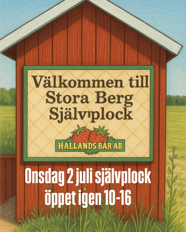 OBS!! NÄR 🍓 Om gubbarna tar slut kan vi behöva stänga tidigare!!
Hoppas vi ses 
Café & gårdsbutik 10-17 
Pizzeria 11.30-15.30 
Vinbaren 11.30-17