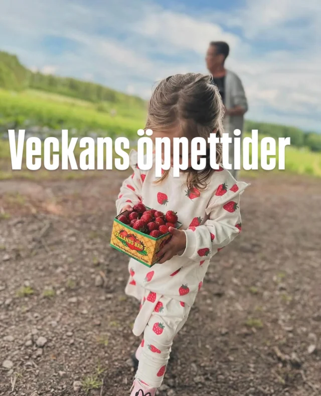 🍓 Gårdsbutik & café 10-17 
🍕 Pizzeria 11.30-15.30
🍷 Vinbaren 11.30-17 vid fint väder

🍓 SJÄLVPLOCK öppet idag måndag 10-16, vi kan ev behöva stänga det om bären tar slut!! 
Vi uppdaterar hela tiden status här på social medier!!

V Ä L K O M N A  T  I L L  O S S  P Å  B E R G E T 🍓